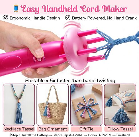 Portable Cord Maker Fringe Twister-Knitting Accessories,Crochet Animal Kit in Kuwait