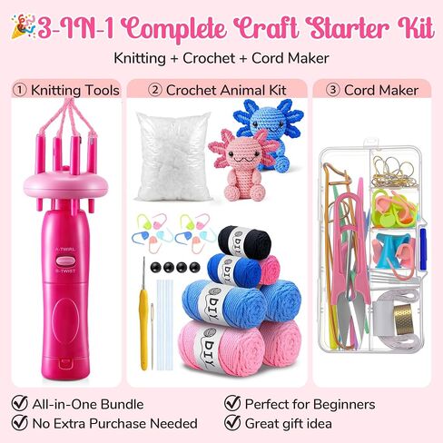 Portable Cord Maker Fringe Twister-Knitting Accessories,Crochet Animal Kit in Kuwait