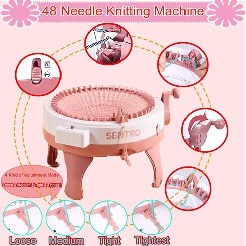 Sentro Knitting Machine, Sentro 48 Needles Knitting Machine with Row Counter Automatic Circular Weaving Spinning Knitting Loom Machine Kit for Adults and Beginners for Hats/Scarf/Sweater/Kintting Toys in Kuwait