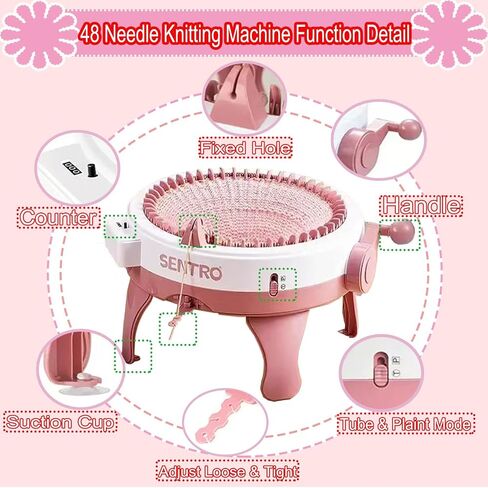 Sentro Knitting Machine, Sentro 48 Needles Knitting Machine with Row Counter Automatic Circular Weaving Spinning Knitting Loom Machine Kit for Adults and Beginners for Hats/Scarf/Sweater/Kintting Toys in Kuwait