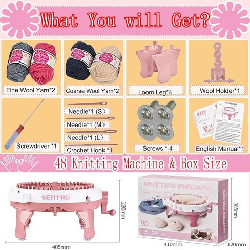 Sentro Knitting Machine, Sentro 48 Needles Knitting Machine with Row Counter Automatic Circular Weaving Spinning Knitting Loom Machine Kit for Adults and Beginners for Hats/Scarf/Sweater/Kintting Toys in Kuwait