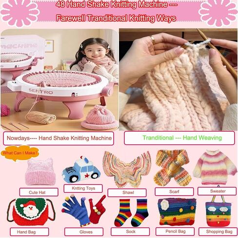 Sentro Knitting Machine, Sentro 48 Needles Knitting Machine with Row Counter Automatic Circular Weaving Spinning Knitting Loom Machine Kit for Adults and Beginners for Hats/Scarf/Sweater/Kintting Toys in Kuwait