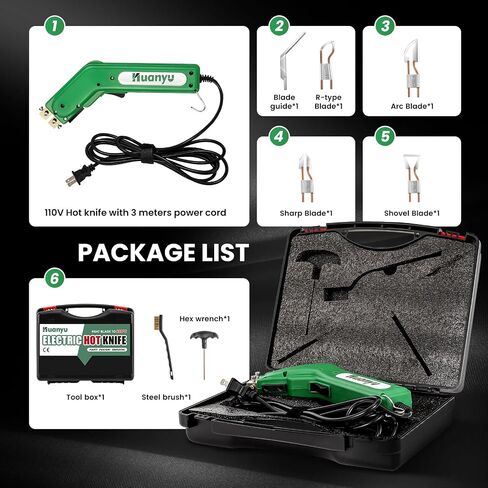 Huanyu Electric Hot Knife Rope Fabric Cutting Tool Kit 4 Blades 600° C in Kuwait