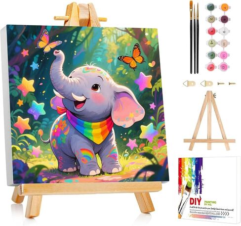 AUKELHJ Paint by Numbers Kit for Kids with Frame, Dragon, 8X8 inch in Kuwait