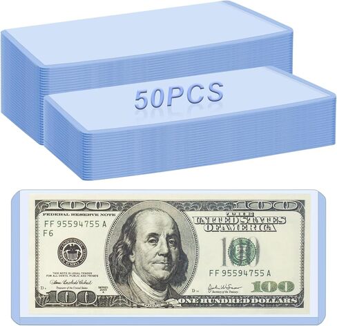 50 Pack Clear Dollar Bill Sleeves, Money & Currency Holders for Collectors in Kuwait
