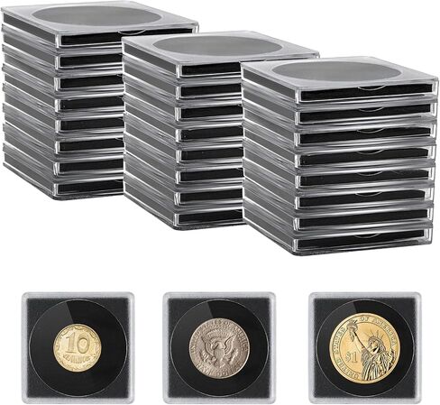 24 Sets Adjustable Coin Holder, Silver Dollar Coin Holder with Adjustable Gasket, Coin Collection Supplies for Collectors in Kuwait