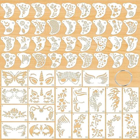56 Pcs Reusable Face Paint Stencils, Halloween Face Painting Stencil in Kuwait