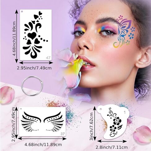 56 Pcs Reusable Face Paint Stencils, Halloween Face Painting Stencil in Kuwait