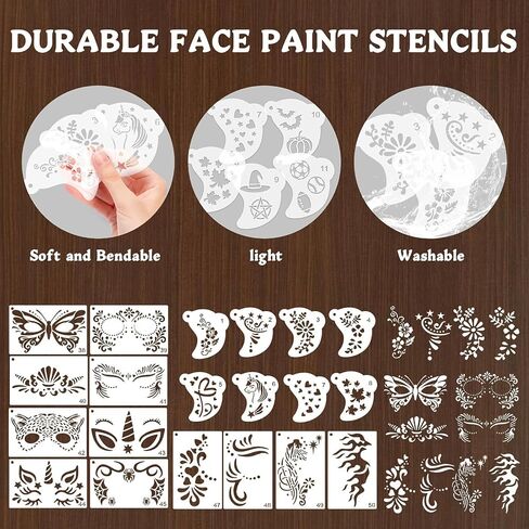 56 Pcs Reusable Face Paint Stencils, Halloween Face Painting Stencil in Kuwait