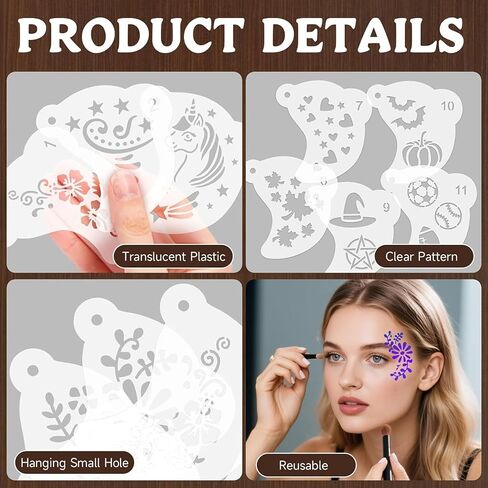 56 Pcs Reusable Face Paint Stencils, Halloween Face Painting Stencil in Kuwait