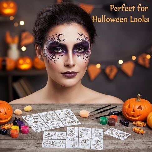 56 Pcs Reusable Face Paint Stencils, Halloween Face Painting Stencil in Kuwait