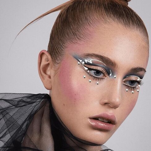 5 Pack Cyber Punk Machinery Eyeliner Sticker with Silver Face Gems Futuristic Makeup Set for Women Girls Halloween Cyber Punk Y3K Cosplay Rave Party Accessories in Kuwait