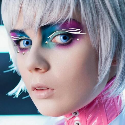 5 Pack Cyber Punk Machinery Eyeliner Sticker with Silver Face Gems Futuristic Makeup Set for Women Girls Halloween Cyber Punk Y3K Cosplay Rave Party Accessories in Kuwait