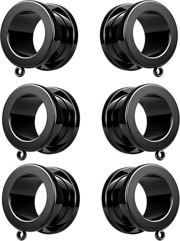 3 Pairs Set DIY Tunnels Plugs Gauges for Ears Piercing Jewelry Black Gold 2g 0g Stainless Steel Ear Dangle Accessories For Women Mens in Kuwait