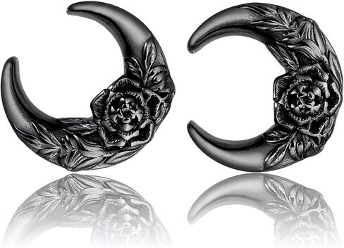 LADEMAYH 2Pcs Cute Ear Plugs Gauges for Women, Elegant Mushroom, Rose, Flower, Ear Tunnels Gauges for Ears, Size 0g - 1 inch, Hypoallergenic Stainless Steel 316L Gauge Earrings Body Jewelry in Kuwait