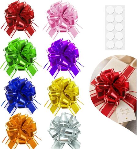 Pull Bows for Gift Wrapping: 8 Colors 6 Inch Waterproof Bow for Party Gift Wedding Ribbon Wrapping Boxes or Flower Decorations Perfect for Christmas Valentine's Day Decoration in Kuwait