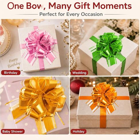 Pull Bows for Gift Wrapping: 8 Colors 6 Inch Waterproof Bow for Party Gift Wedding Ribbon Wrapping Boxes or Flower Decorations Perfect for Christmas Valentine's Day Decoration in Kuwait