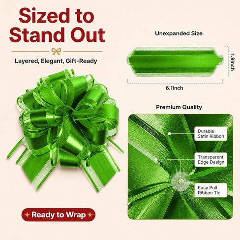 Pull Bows for Gift Wrapping: 8 Colors 6 Inch Waterproof Bow for Party Gift Wedding Ribbon Wrapping Boxes or Flower Decorations Perfect for Christmas Valentine's Day Decoration in Kuwait