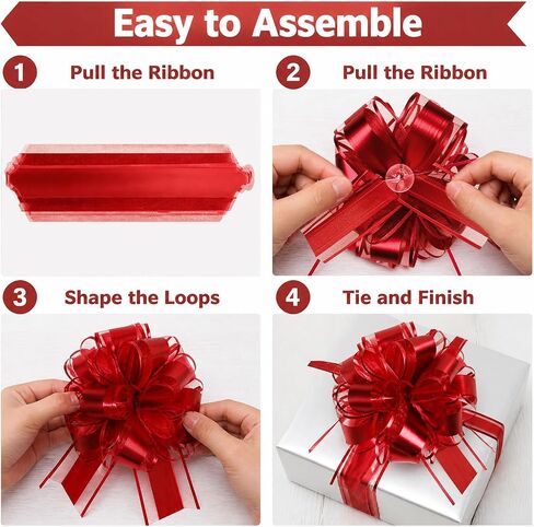 Pull Bows for Gift Wrapping: 8 Colors 6 Inch Waterproof Bow for Party Gift Wedding Ribbon Wrapping Boxes or Flower Decorations Perfect for Christmas Valentine's Day Decoration in Kuwait