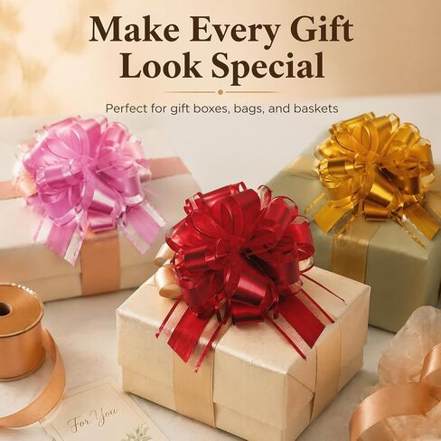 Pull Bows for Gift Wrapping: 8 Colors 6 Inch Waterproof Bow for Party Gift Wedding Ribbon Wrapping Boxes or Flower Decorations Perfect for Christmas Valentine's Day Decoration in Kuwait