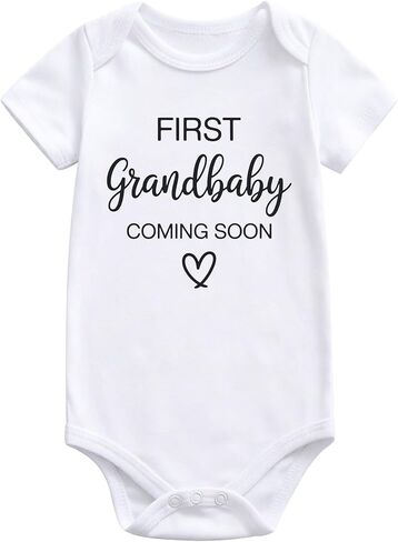First Grandbaby Coming Soon Bodysuit Pregnancy Announcement Grandparents Baby Clothes Short Sleeve White in Kuwait