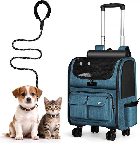 MGB Rolling Cat Carrier with Wheels, Pet Carrier, Black (Not for Airline) in Kuwait