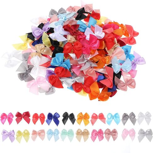 Mini Bows, 100 Pcs 1 Inch Small Red Bows Satin Ribbon Bows Tiny Premade Bows for DIY Sewing Crafts Gift Wrapping Basket Wedding Birthday Christmas Party Scrapbooking Decorations in Kuwait
