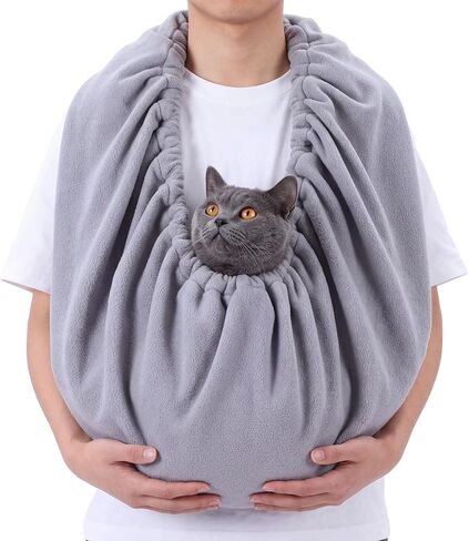 Aliceset Fleece Cat Large Sling, Anti Pet Anxiety,Fits 18 lbs, Light Gray in Kuwait