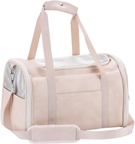 Fashion Dog Carrier Pet Carrier Airline Approved Cat Carrier for Small Dogs Cats Under 15 Lbs, Vegan Leather Collapsible Soft Sided Travel Puppy Carrier in Kuwait