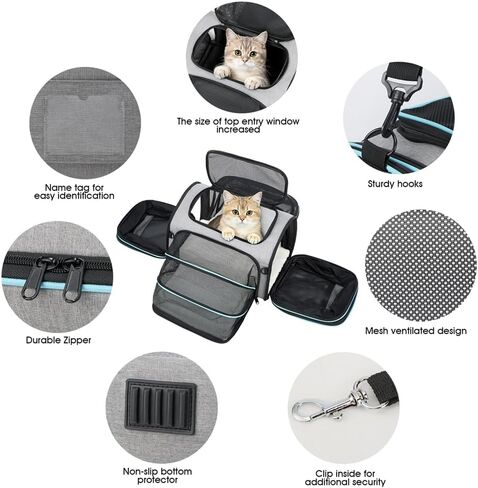 Cat Dog Carrier, Large Soft Sided Pet Travel Airline Approved TSA in Kuwait