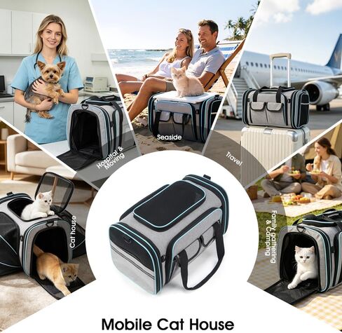 Cat Dog Carrier, Large Soft Sided Pet Travel Airline Approved TSA in Kuwait