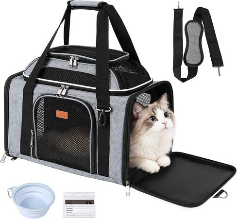 Expandable Top Pet Carrier 18x11x11 Inches, for Cats & Small Dogs in Kuwait