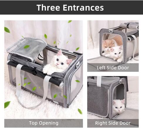 Cat Carrier Soft Sided Dog Carrier Airline Approved Pet Carrier for Small Dog/Cat Bag (17.32" L×10.63" W×9.84" H) with 1 Poop Bags and 5 Pee Pads,Ideal for Medium-Large Cats Small Dogs in Kuwait