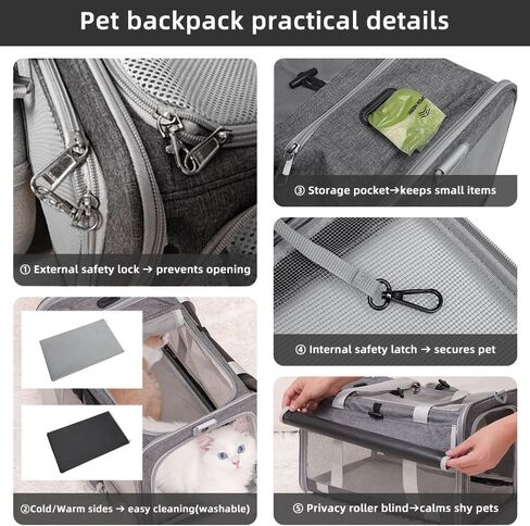 Cat Carrier Soft Sided Dog Carrier Airline Approved Pet Carrier for Small Dog/Cat Bag (17.32" L×10.63" W×9.84" H) with 1 Poop Bags and 5 Pee Pads,Ideal for Medium-Large Cats Small Dogs in Kuwait