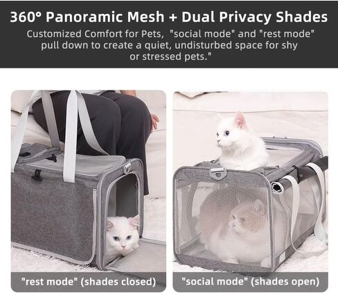 Cat Carrier Soft Sided Dog Carrier Airline Approved Pet Carrier for Small Dog/Cat Bag (17.32" L×10.63" W×9.84" H) with 1 Poop Bags and 5 Pee Pads,Ideal for Medium-Large Cats Small Dogs in Kuwait