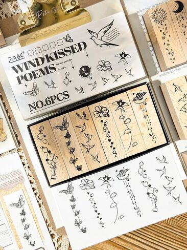 25 Pcs Emoji Rubber Stamps Set, Wooden Mini Stamps for Journaling Planner in Kuwait