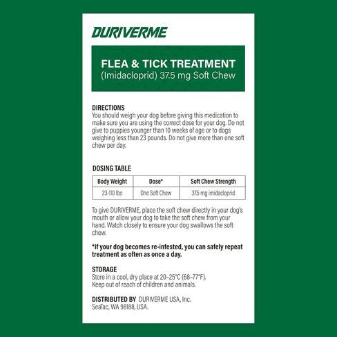 Flea and Tick Prevention for Dogs, Imidacloprid Soft Chews for Medium & Large Dogs 23–110 lbs, Fast-Acting Flea Treatment for Dogs, Helps Kill Fleas, Flea Eggs,Ticks & Mites, Oral Soft Chews, 30 Count in Kuwait