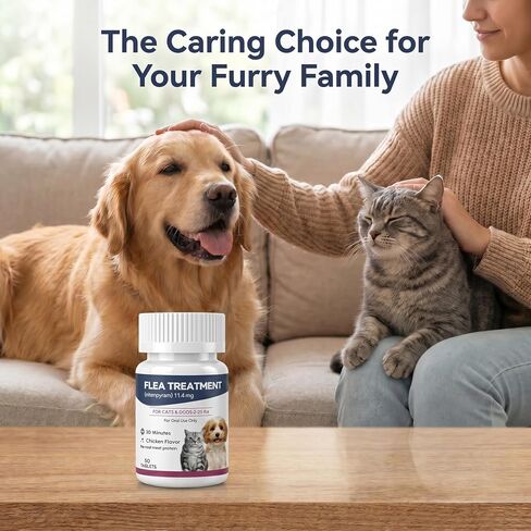 Oral Flea Treatment for Cats and Dogs, Nitenpyram 11.4mg Oral Flea Control Pills for Kitten and Puppy 2-25 lbs, Chicken Flavor (50 Tablets) in Kuwait