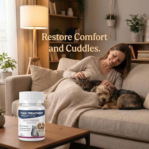 Oral Flea Treatment for Cats and Dogs, Nitenpyram 11.4mg Oral Flea Control Pills for Kitten and Puppy 2-25 lbs, Chicken Flavor (50 Tablets) in Kuwait