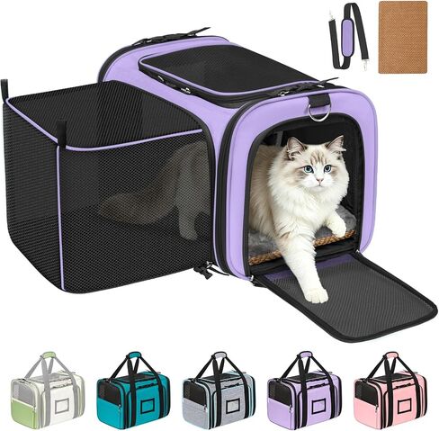 Expandable Soft Cat Carrier for Small Cats & Dogs, Airline Approved in Kuwait