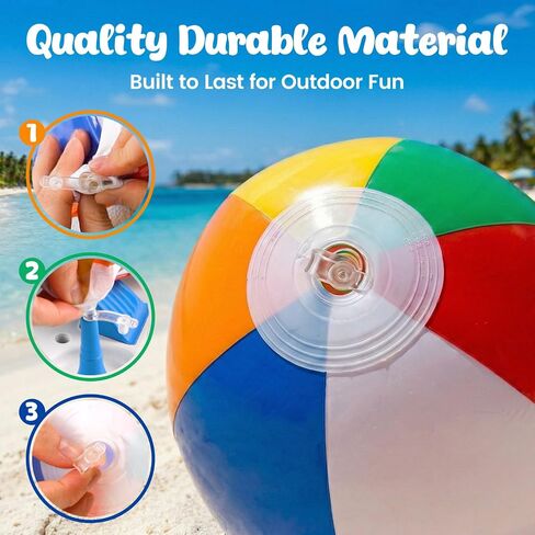 3 otters 4Pack 12 Inch Beach Balls, Inflatabl Rainbow Swimming Pool Toys for Summer Water Games, Beach Party Favors in Kuwait