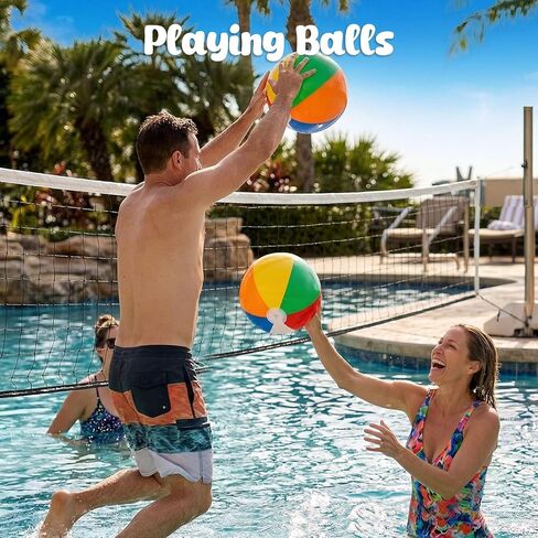 3 otters 4Pack 12 Inch Beach Balls, Inflatabl Rainbow Swimming Pool Toys for Summer Water Games, Beach Party Favors in Kuwait