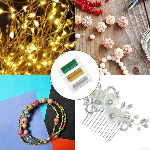3 Rolls Craft Wire Bendable,0.3mm Thin Wire for Crafts,Jewelry Making, Earring, Flower Arrangement,Sculpting DIY (164 Ft Per Roll) in Kuwait