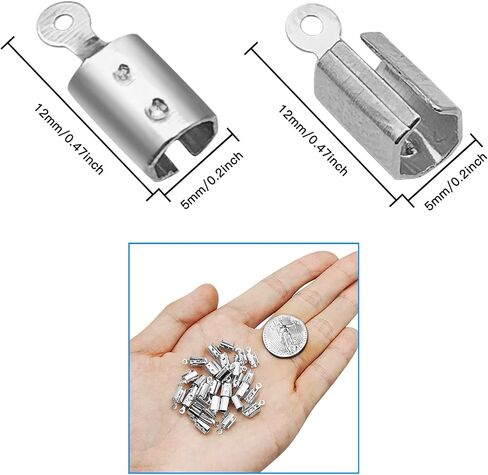 300Pcs White K Fold Over Cord Ends, Crimp Tips, Leather Ribbon Ending Clasp, Caps, Clamp Jewelry Connector Components for DIY Necklace Bracelet Making, 12x5mm in Kuwait