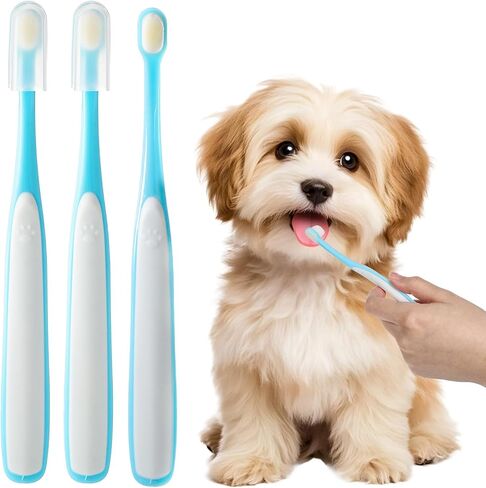 Lusofie 3 Pack Dog Toothbrush Extra Soft 0.35" Mini for Small Dogs in Kuwait