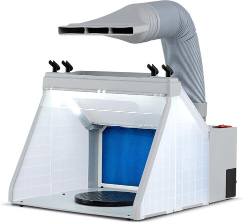 Toolsempire Portable Airbrush Paint Spray Booth Kit with 3 LED Lights, 7.5" Turntable, Lighted Painting Station with Fan Filter, Exhaust Extension Hose & Spray Gun Holders for Painting, Craft & Model in Kuwait