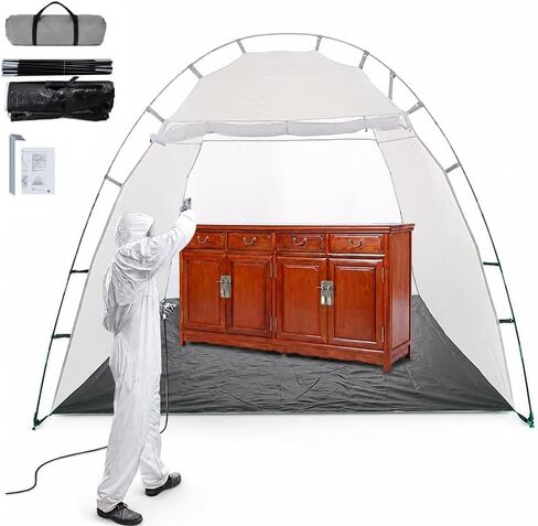 Portable Paint Booth Tent, 9.8x6x6.5 ft Large Spray Paint Shelter with Built-in Floor & Mesh Ventilation, Windproof Anchors, DIY Painting Booth for Furniture, Auto Parts & Hobby Projects in Kuwait