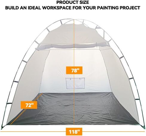 Portable Paint Booth Tent, 9.8x6x6.5 ft Large Spray Paint Shelter with Built-in Floor & Mesh Ventilation, Windproof Anchors, DIY Painting Booth for Furniture, Auto Parts & Hobby Projects in Kuwait