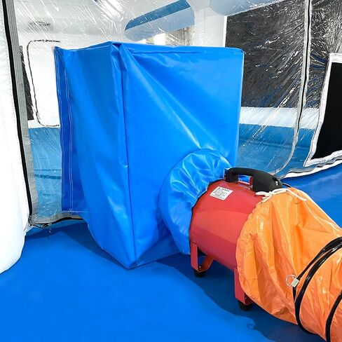 BONOOTH Overspray Diversion Suction Device for Better Air Circulation, Blue Connector with 12 Inch Exhaust Fan & 33FT Ducting Hose, Just Fits for BONOOTH Inflatable Spray Paint Booths in Kuwait