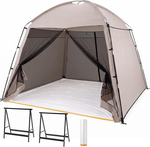 Portable Paint Booth Tent with 2 Saw Horses 10.8 x 10.8 x 7.9 ft in Kuwait